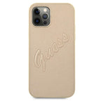 Guess Saffiano Vintage dėklas iPhone 12/12 Pro – auksinis -- iPhone 12