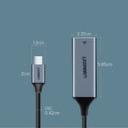 Tinklo adapteris Ugreen RJ45 - USB Type C (1000 Mbps / 1 Gbps) Gigabit Ethernet, pilkas (CM199) -- USB Adapters