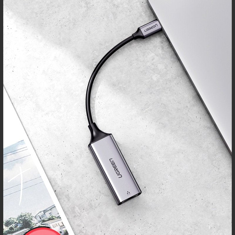 Tinklo adapteris Ugreen RJ45 - USB Type C (1000 Mbps / 1 Gbps) Gigabit Ethernet, pilkas (CM199) -- USB Adapters