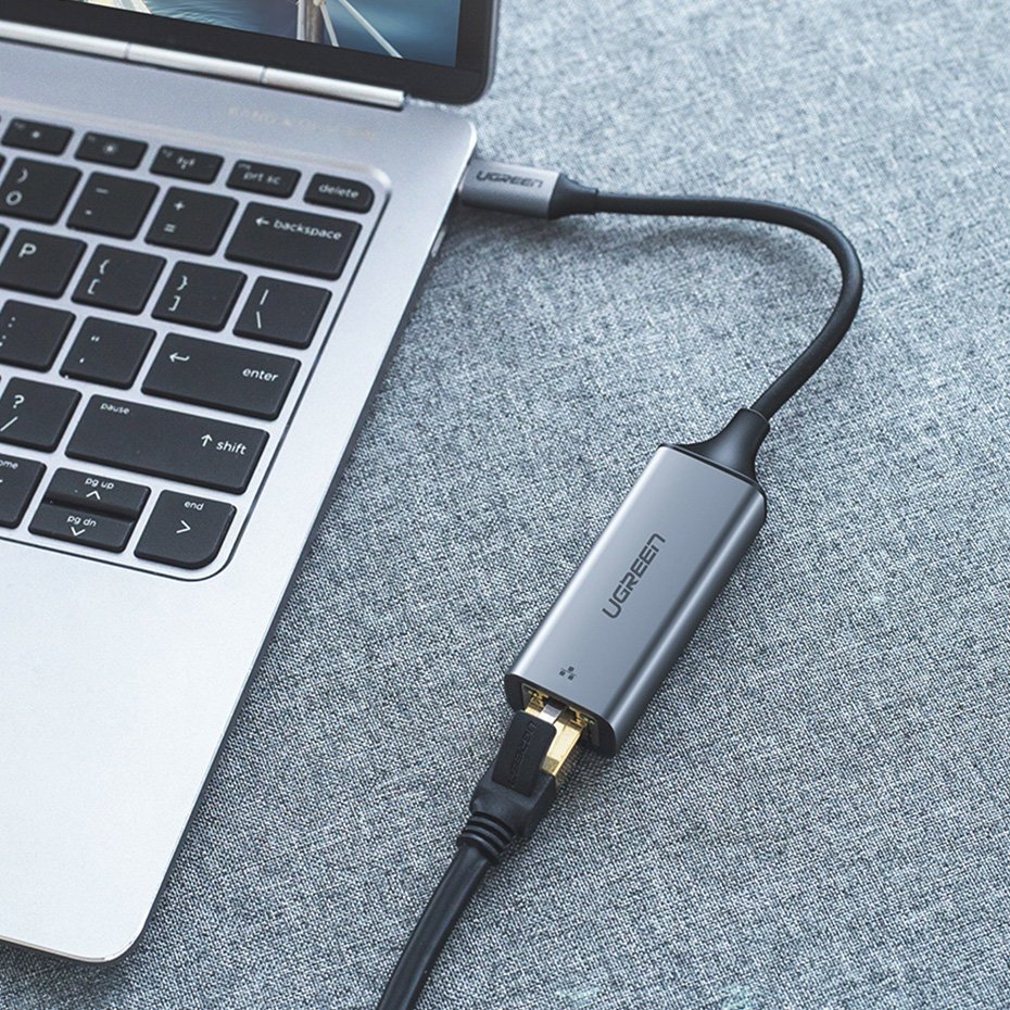 Tinklo adapteris Ugreen RJ45 - USB Type C (1000 Mbps / 1 Gbps) Gigabit Ethernet, pilkas (CM199) -- USB Adapters