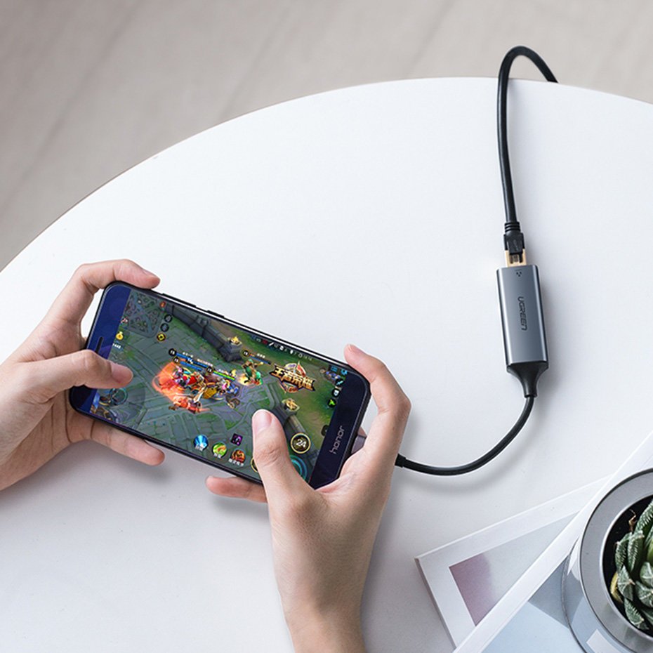 Tinklo adapteris Ugreen RJ45 - USB Type C (1000 Mbps / 1 Gbps) Gigabit Ethernet, pilkas (CM199) -- USB Adapters