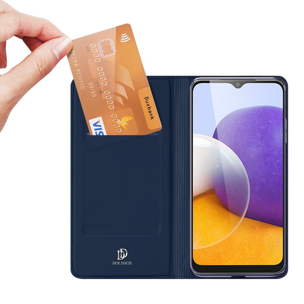 Dux Ducis Skin Pro atverčiamas dėklas Samsung Galaxy A22 4G – mėlynas -- Samsung Galaxy A22