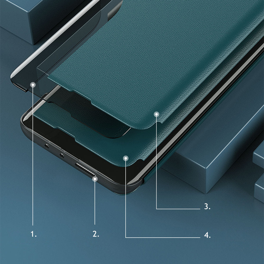 Eco Leather View Case dėklas Galaxy A22 4G – raudonas -- Samsung Galaxy A22