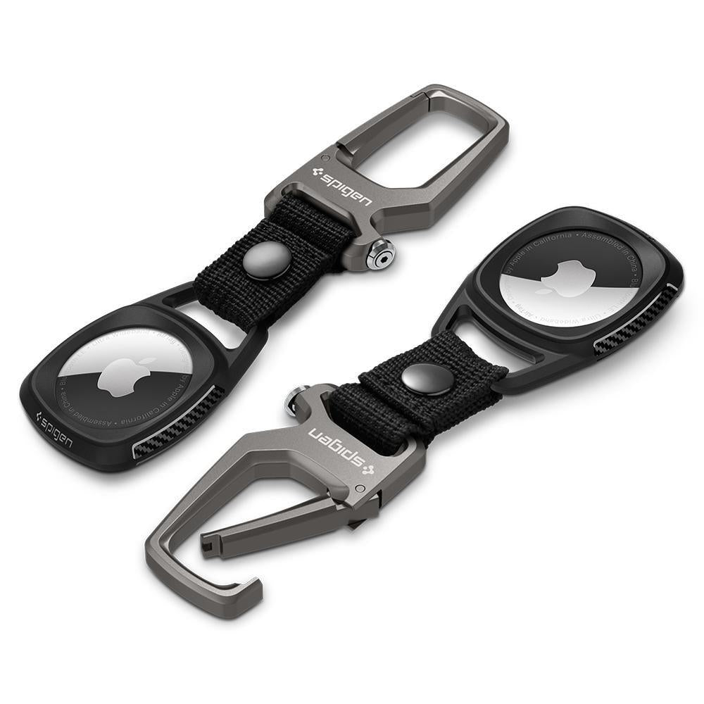 Spigen tvirtas šarvų dėklas, skirtas Apple AirTag – matinė juoda