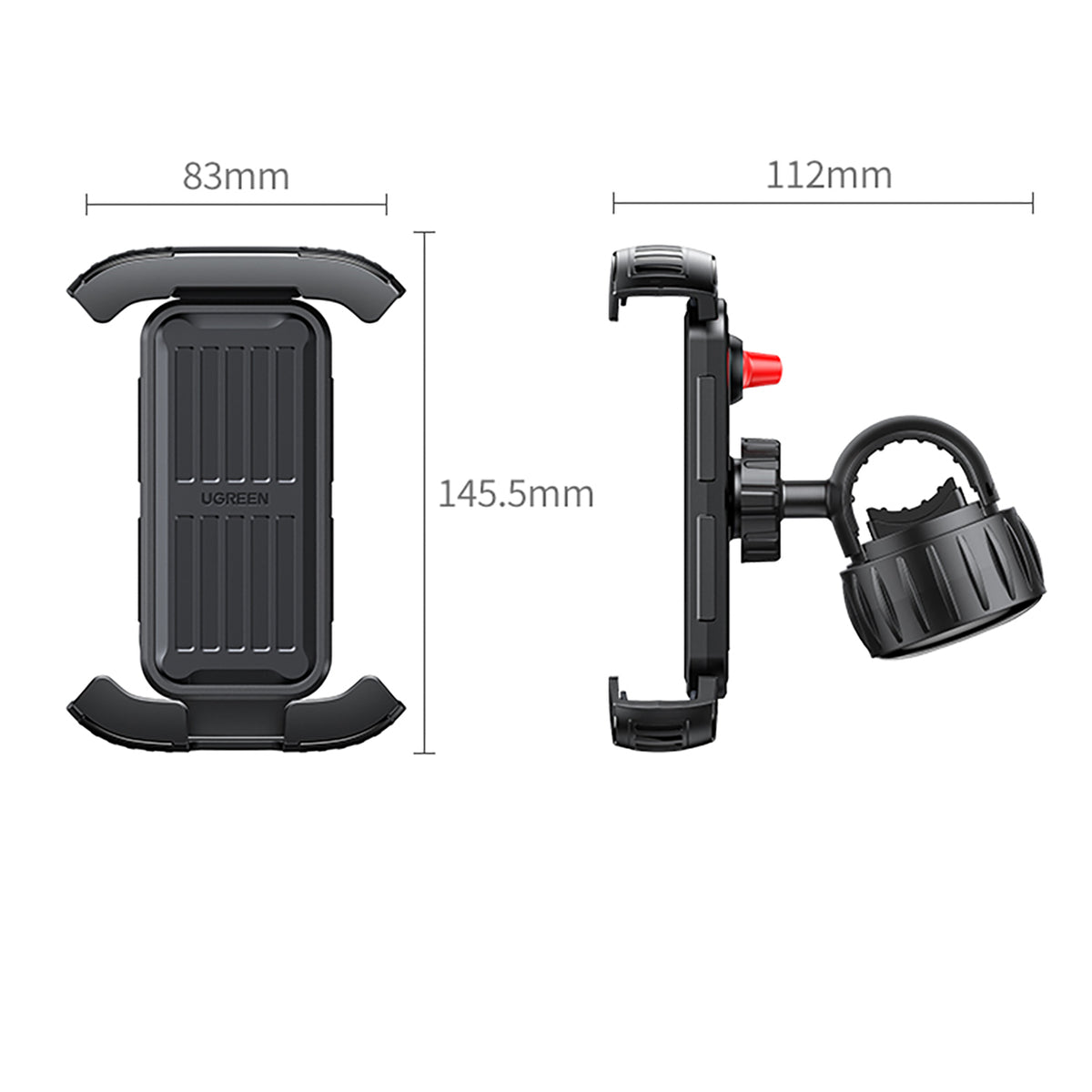 Ugreen universalus dviračio/motociklo vairo telefono laikiklis juodas (LP494 Black) -- Cell phone holders