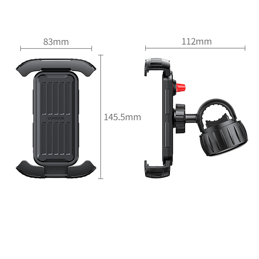 Ugreen universalus dviračio/motociklo vairo telefono laikiklis juodas (LP494 Black) -- Cell phone holders