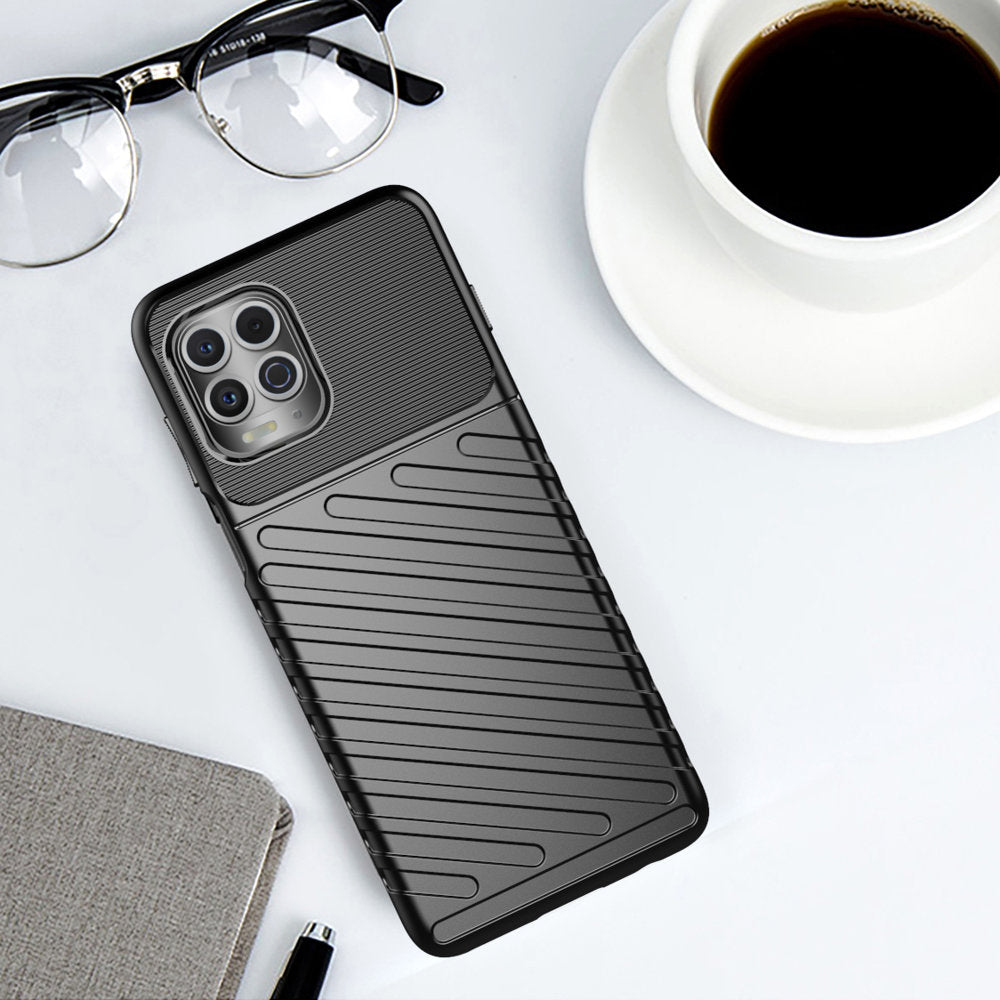 Thunder Case Flexible Tough Rugged Cover TPU Case, skirta Motorola Moto G100 / Edge S black -- Motorola Moto G100