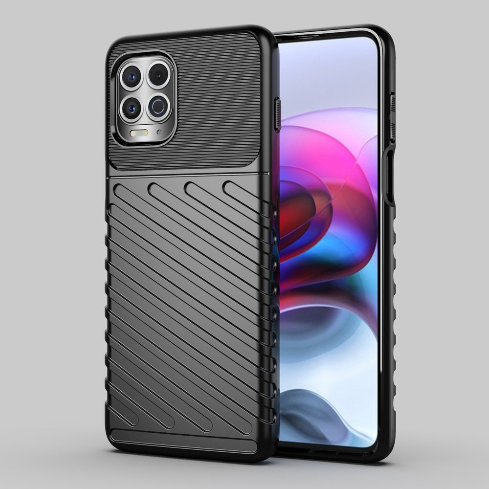 Thunder Case Flexible Tough Rugged Cover TPU Case, skirta Motorola Moto G100 / Edge S black -- Motorola Moto G100