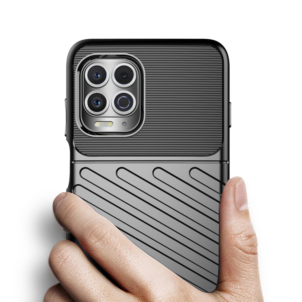 Thunder Case Flexible Tough Rugged Cover TPU Case, skirta Motorola Moto G100 / Edge S black -- Motorola Moto G100