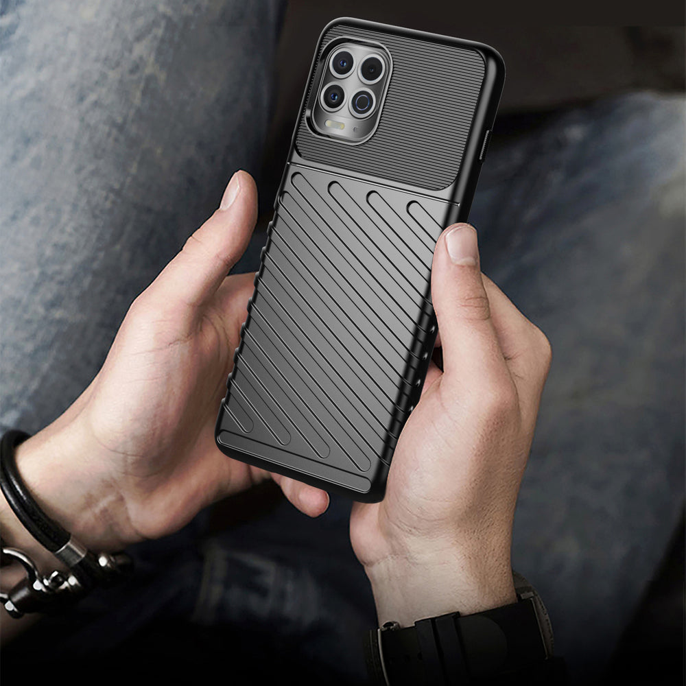 Thunder Case Flexible Tough Rugged Cover TPU Case, skirta Motorola Moto G100 / Edge S black -- Motorola Moto G100