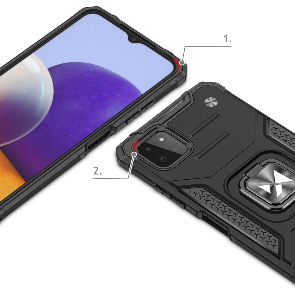 Wozinsky Ring Armor dėklas Samsung Galaxy A22 4G – juodas -- Samsung Galaxy A22