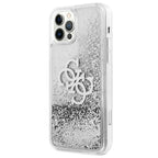 Guess dėklas iPhone 12 Pro Max – sidabrinis Liquid Glitter -- iPhone 12 Pro Max
