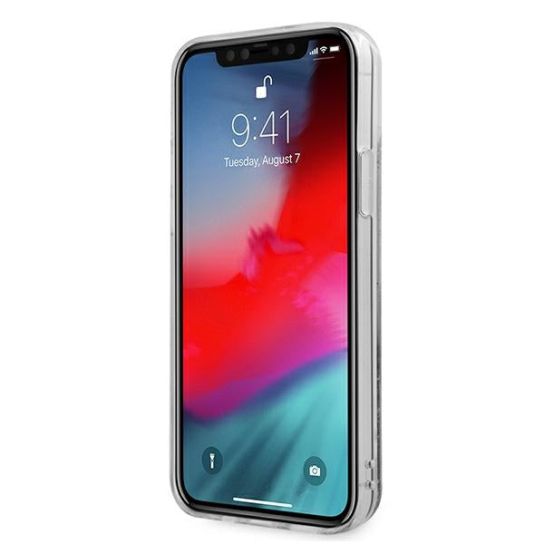 Guess dėklas iPhone 12 Pro Max – sidabrinis Liquid Glitter -- iPhone 12 Pro Max
