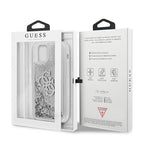 Guess dėklas iPhone 12 Pro Max – sidabrinis Liquid Glitter -- iPhone 12 Pro Max