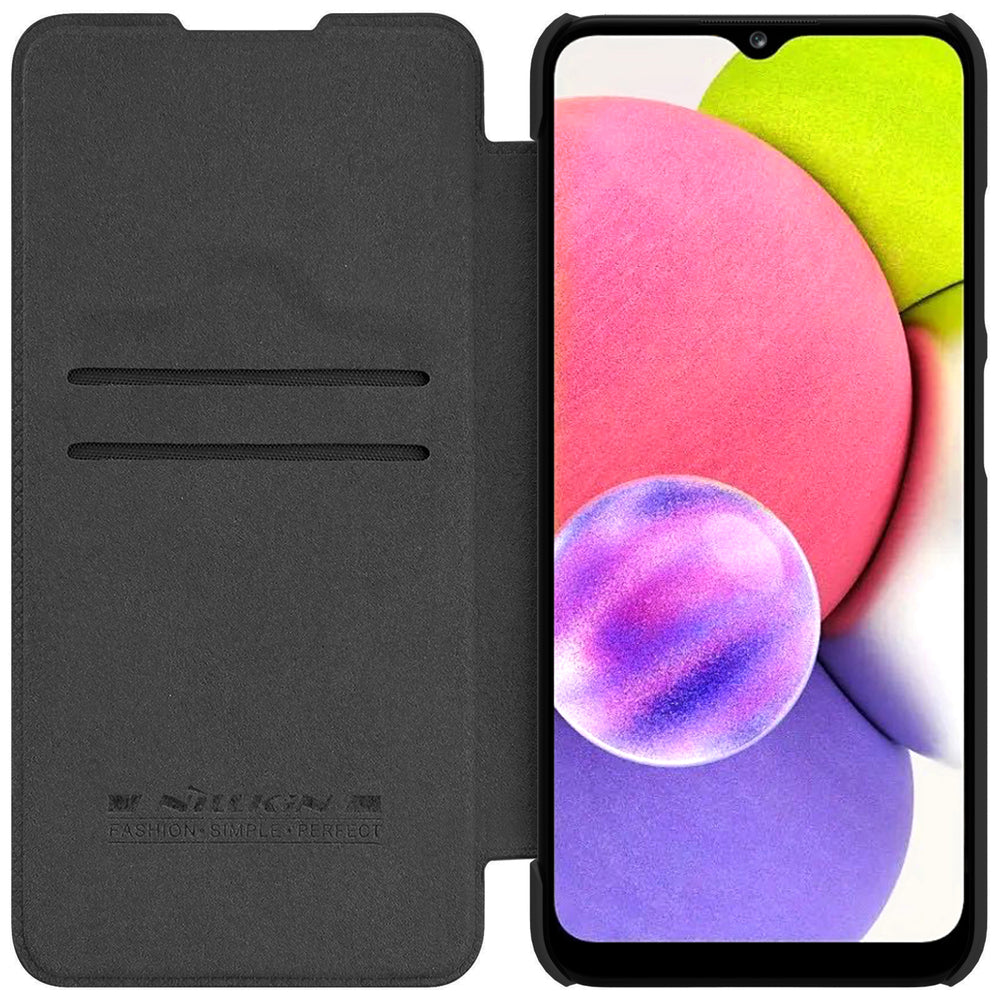 Nillkin Qin odinis dėklas Samsung Galaxy A03s – juodas -- Samsung Galaxy A03s