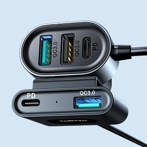 Joyroom automobilinis įkroviklis 2xPD + 2xQC3.0 72W 1.5m juodas (JR-CL05)