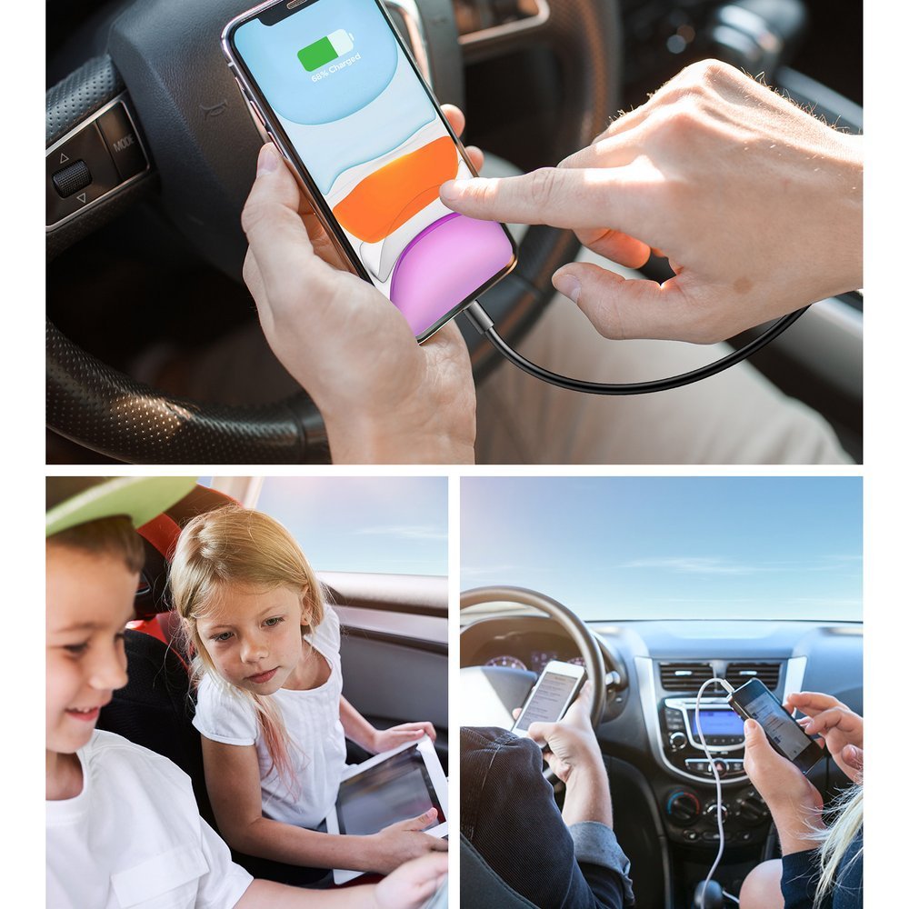 Joyroom automobilinis įkroviklis 2xPD + 2xQC3.0 72W 1.5m juodas (JR-CL05)