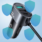Joyroom automobilinis įkroviklis 2xPD + 2xQC3.0 72W 1.5m juodas (JR-CL05)