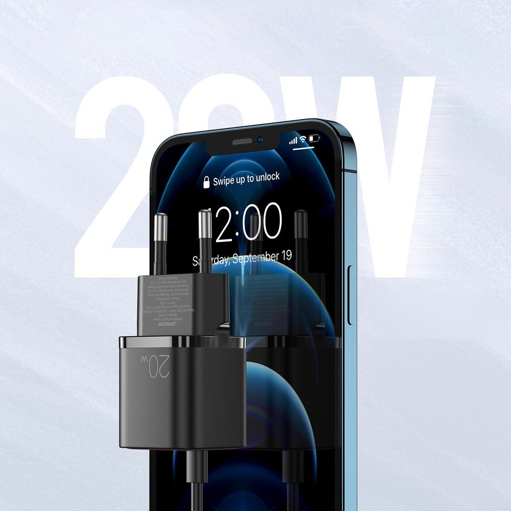 Joyroom greitas sieninis įkroviklis USB Type C 20W Power Delivery Quick Charge 3.0 AFC juodas (L-P202)