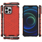 Honeycomb dėklas su TPU rėmeliu iPhone 13 Pro Max – raudonas