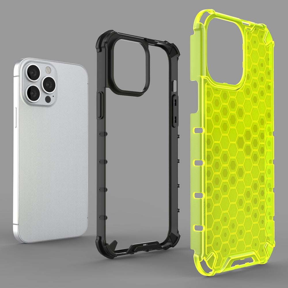 Honeycomb dėklas su TPU rėmeliu iPhone 13 Pro Max – raudonas