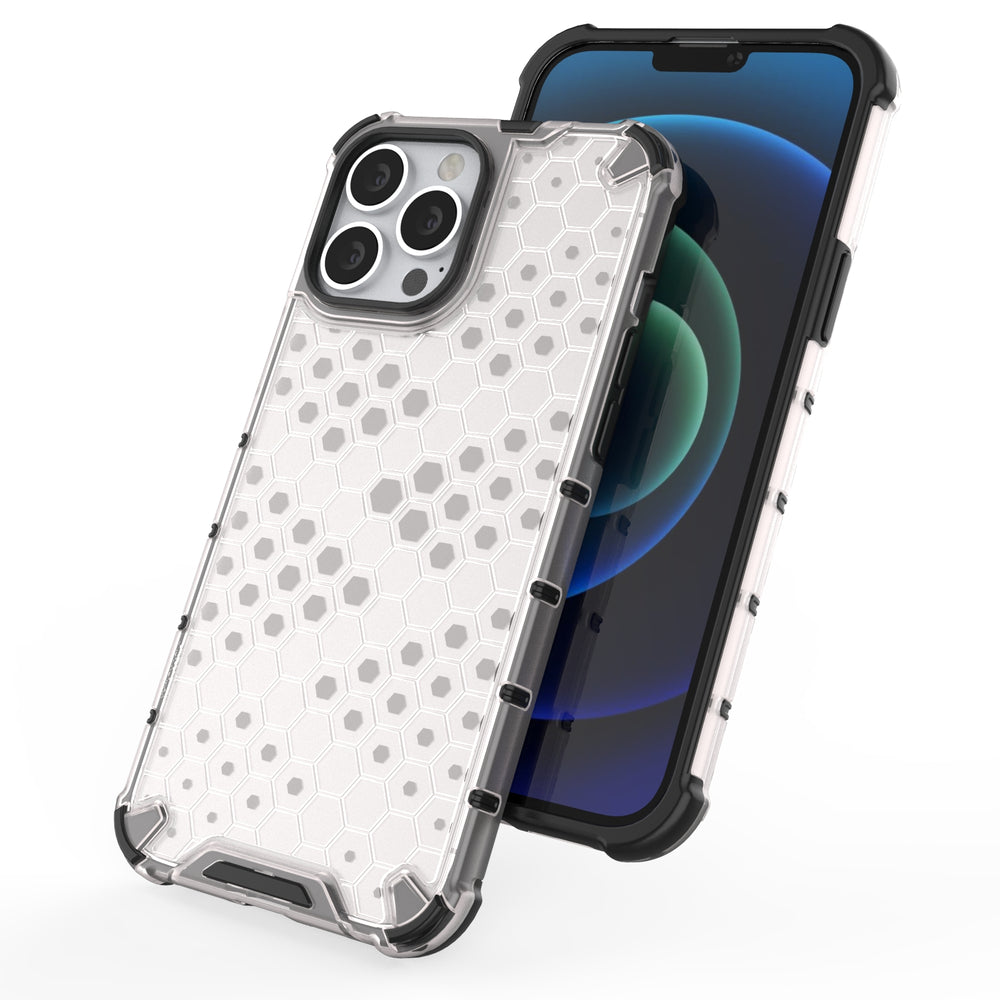 Honeycomb dėklas su TPU rėmeliu iPhone 13 Pro Max – raudonas
