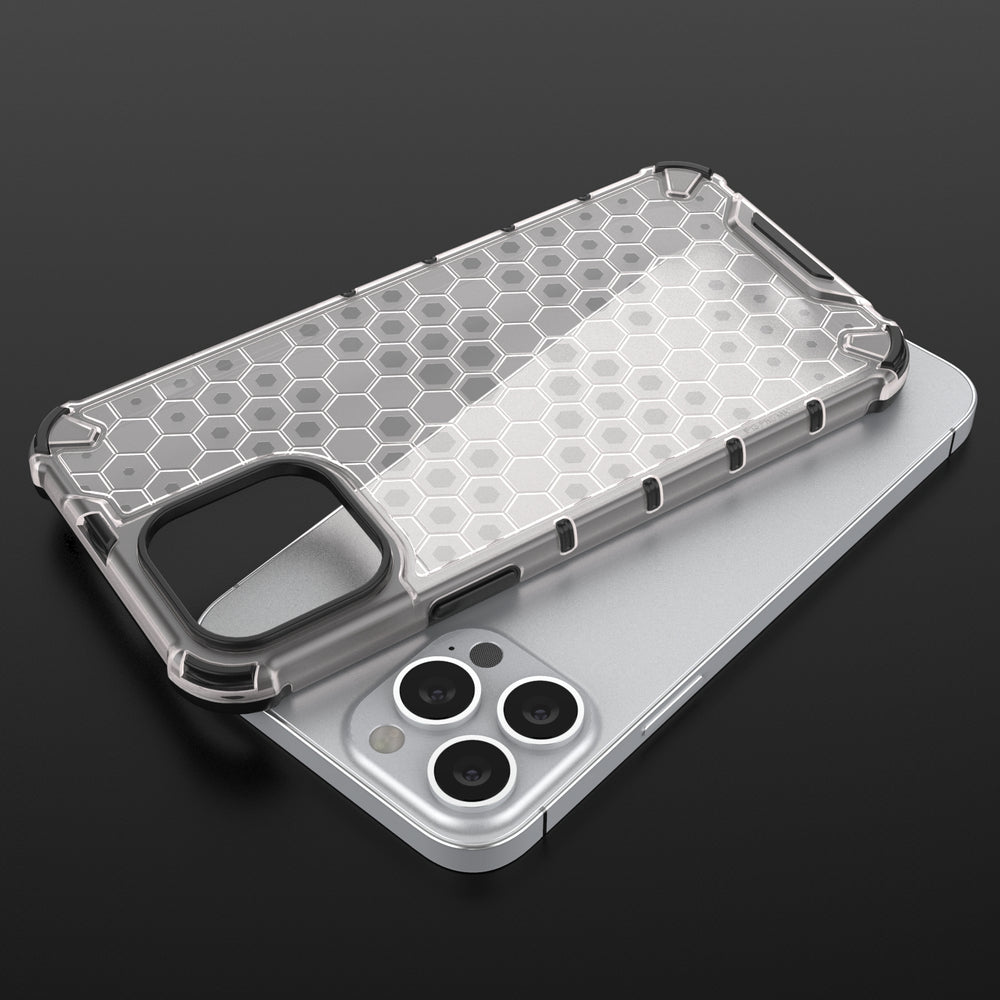 Honeycomb dėklas su TPU rėmeliu iPhone 13 Pro Max – raudonas