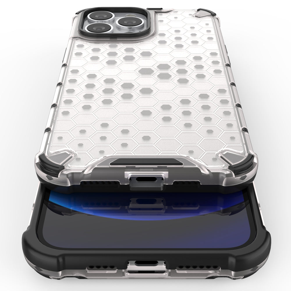 Honeycomb dėklas su TPU rėmeliu iPhone 13 Pro Max – raudonas