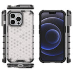 Skaidrus Honeycomb dėklas iPhone 13 Pro – TPU/PC