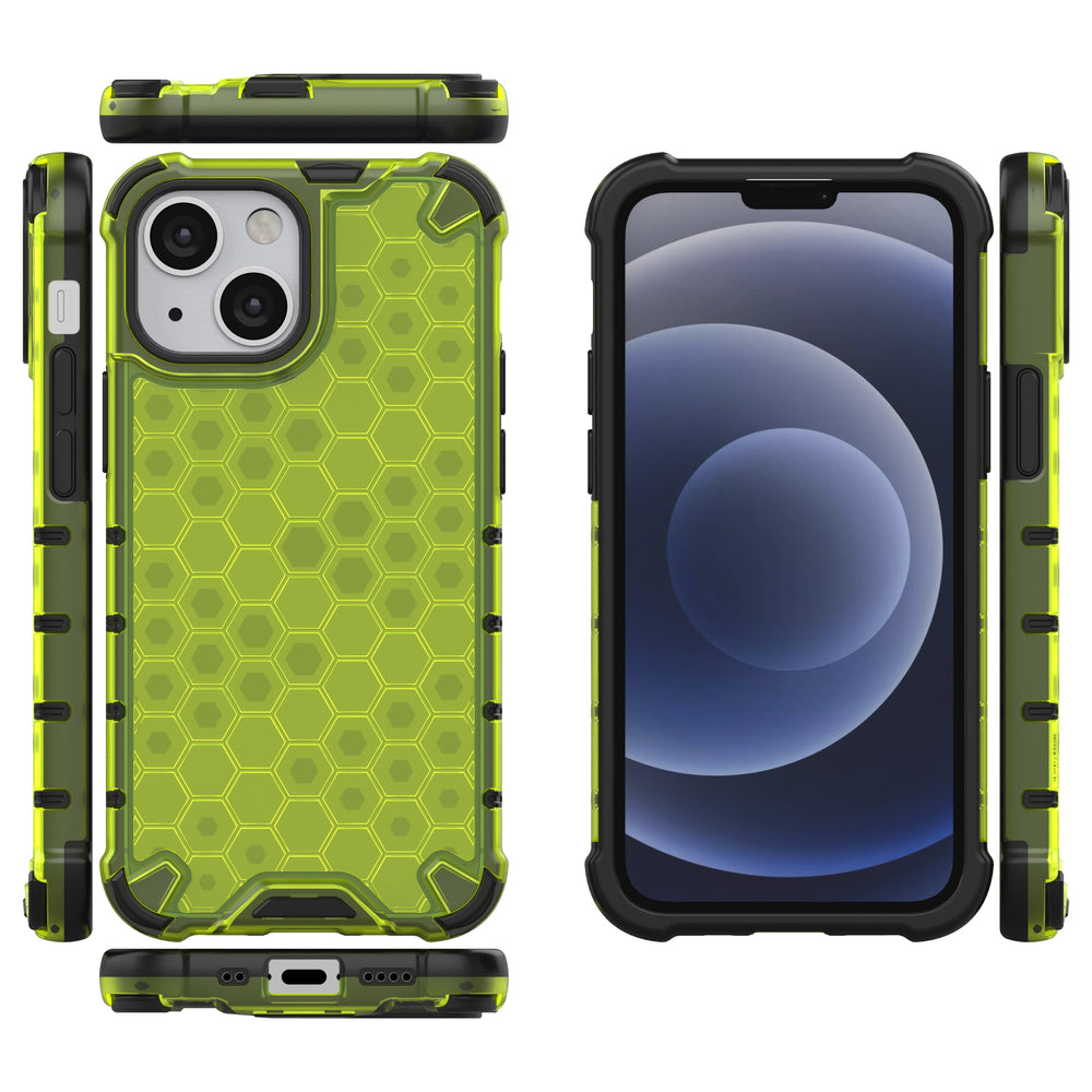 Apsauginis „Honeycomb“ dėklas iPhone 13 mini – žalias
