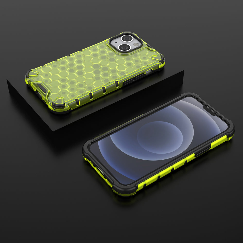 Apsauginis „Honeycomb“ dėklas iPhone 13 mini – žalias