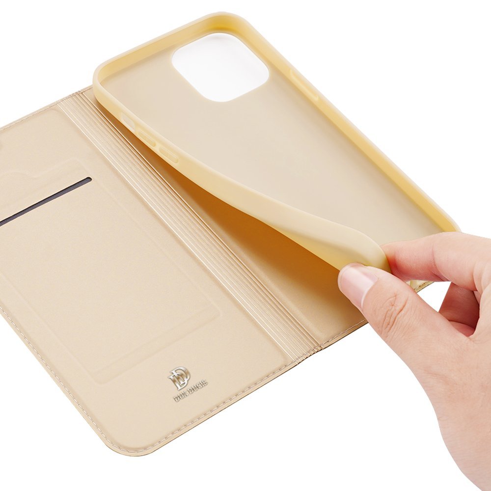 Dux Ducis Skin Pro atverčiamas dėklas iPhone 13 Pro – auksinis