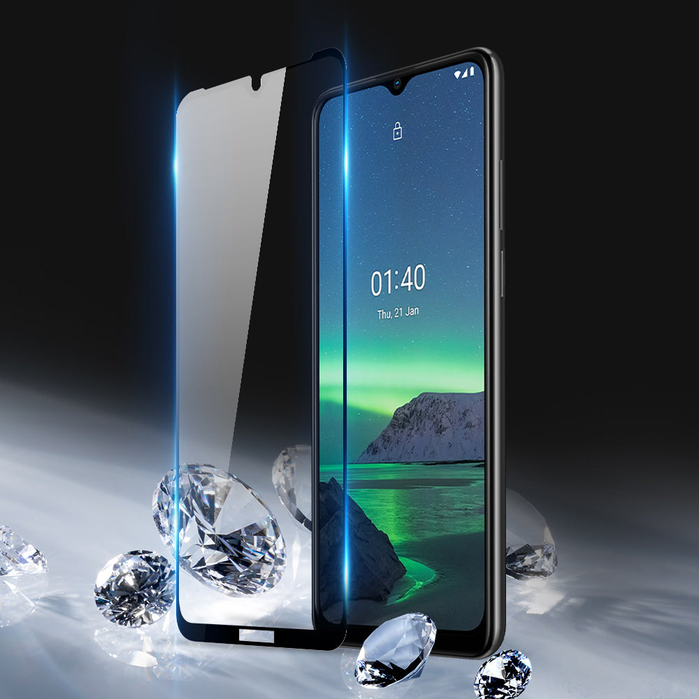 Dux Ducis 10D Grūdinto stiklo tvirta ekrano apsauga, pilnai padengta rėmeliu, skirta Nokia 1.4 permatoma (tinka dėklui)...
