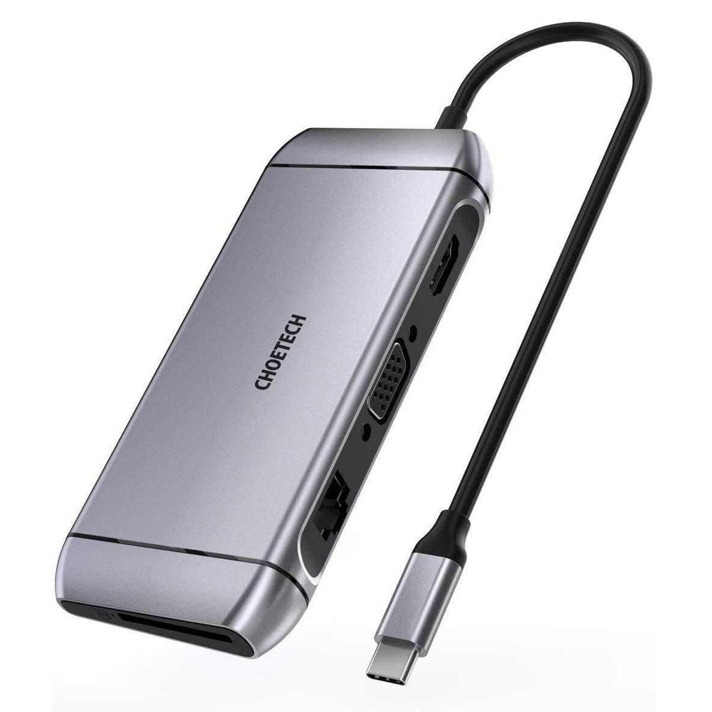 Choetech 9in1 daugiafunkcis USB Type C HUB - 3x USB 3.2 Gen 1 / SD ir TF atminties kortelių skaitytuvas / HDMI 4K 30Hz /...