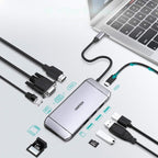 Choetech 9in1 daugiafunkcis USB Type C HUB - 3x USB 3.2 Gen 1 / SD ir TF atminties kortelių skaitytuvas / HDMI 4K 30Hz /...