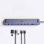 Choetech daugiafunkcis doko stoties adapteris HUB USB Type C 11in1 100W PD pilkas (HUB-M20) -- USB Hubs