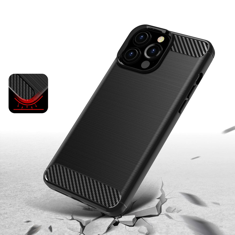Carbon Case TPU dėklas iPhone 13 Pro Max – juodas
