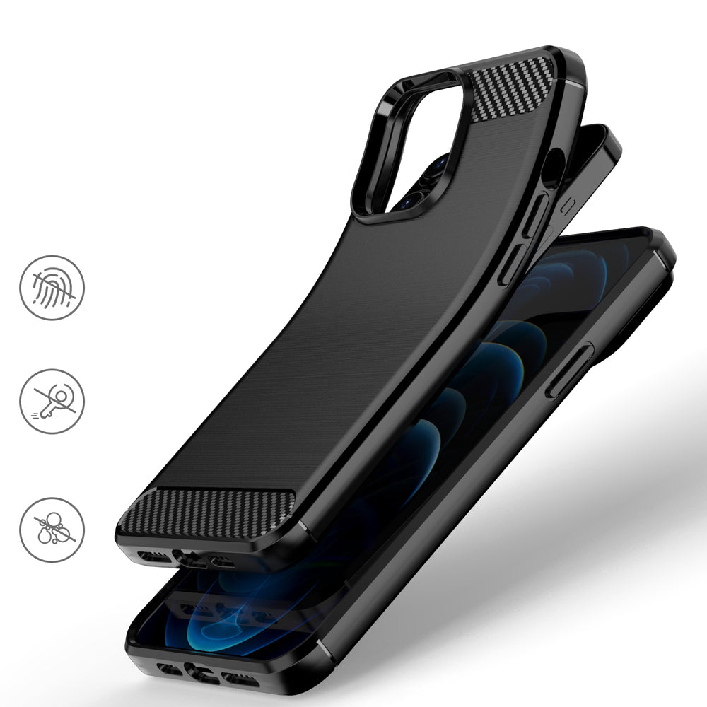 Carbon Case TPU dėklas iPhone 13 Pro Max – juodas