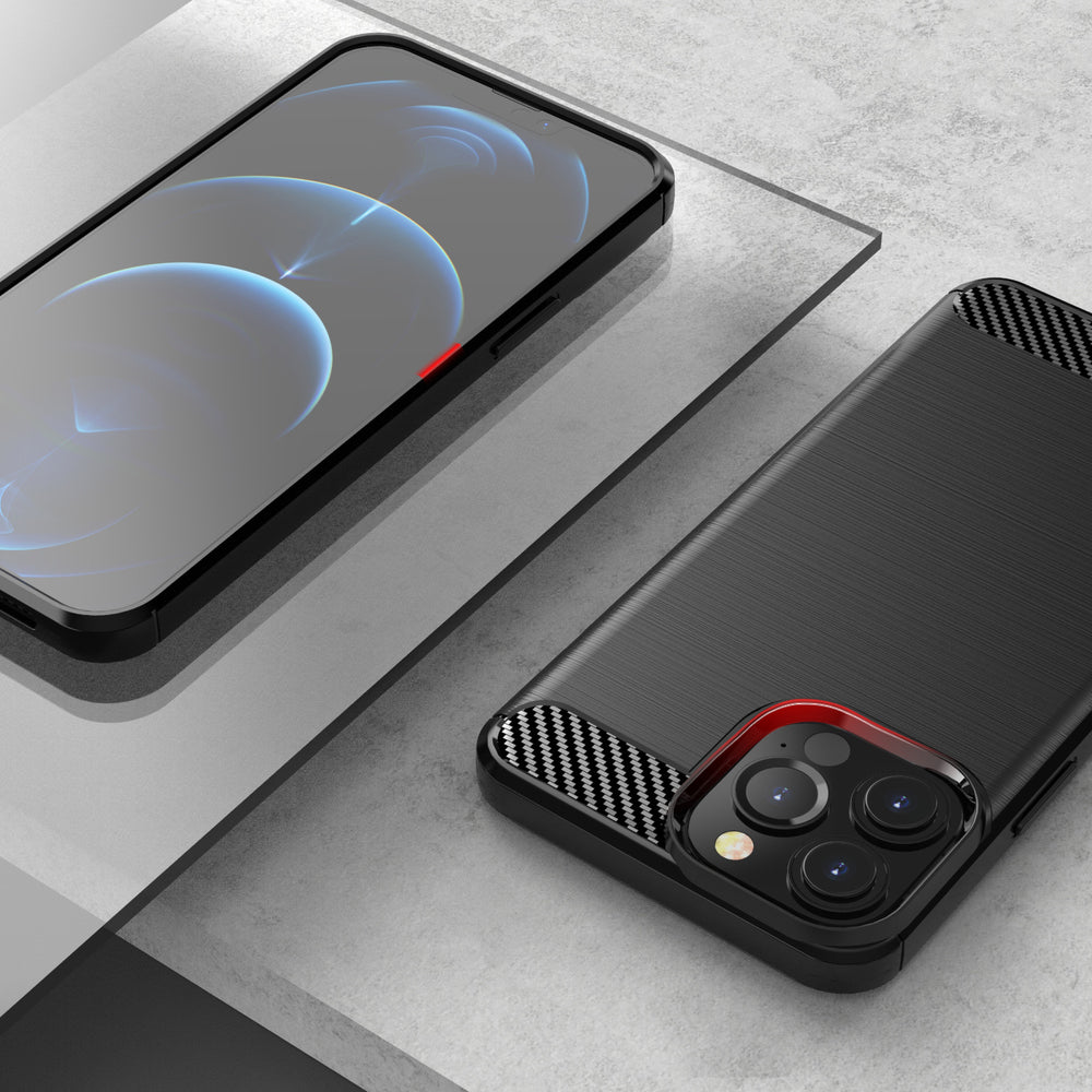 Carbon Case TPU dėklas iPhone 13 Pro Max – juodas