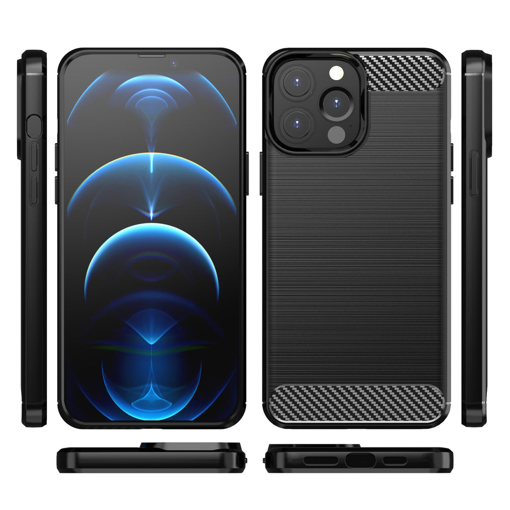 Carbon Case TPU dėklas iPhone 13 Pro Max – juodas