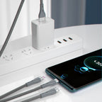 Dudao 3in1 USB laidas - Lightning / microUSB / USB Type C 65W 1,2 m pilkas (L20X) -- Cell phone cables