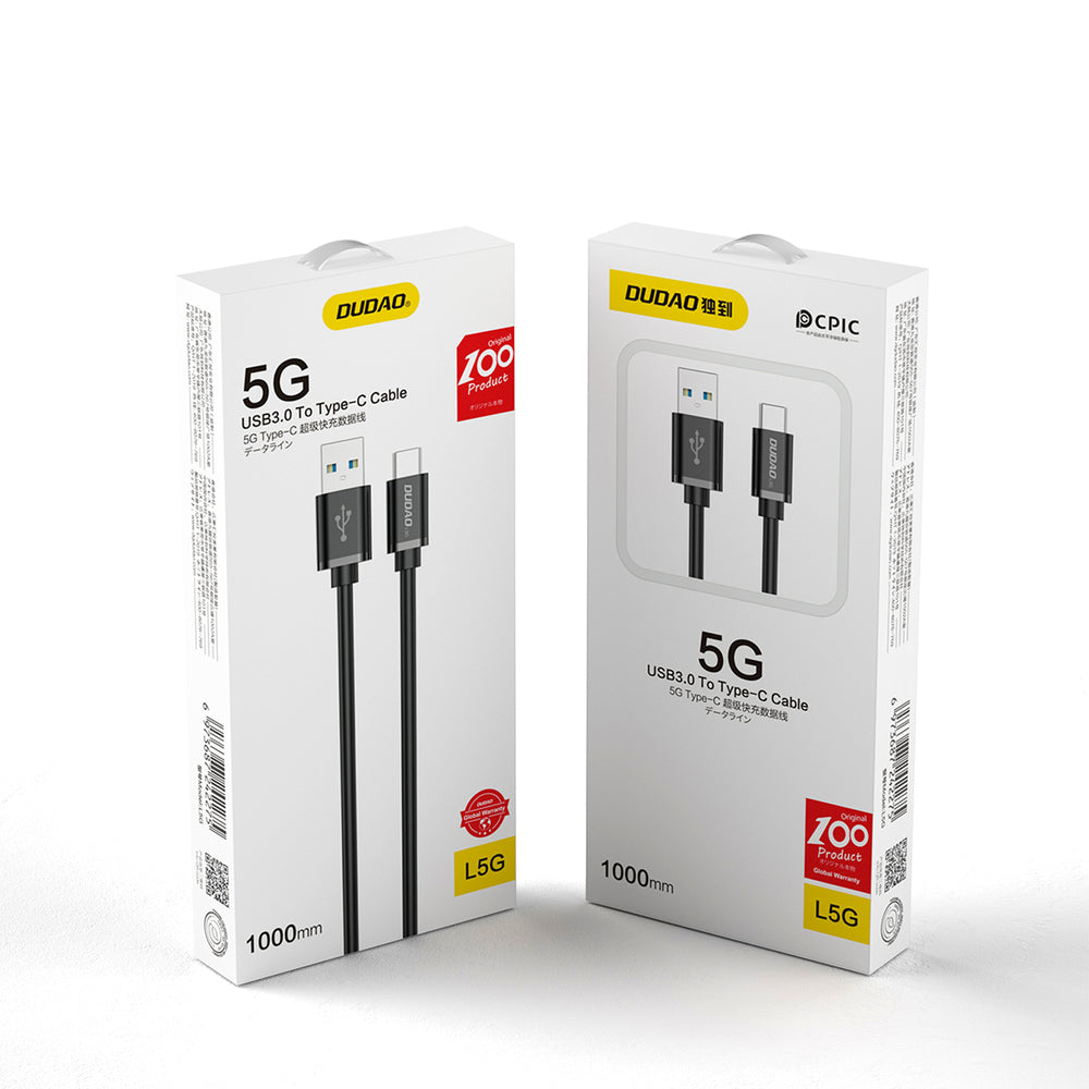 Dudao laidas USB - USB Type C Super Fast Charge 1 m juodas (L5G-Black)