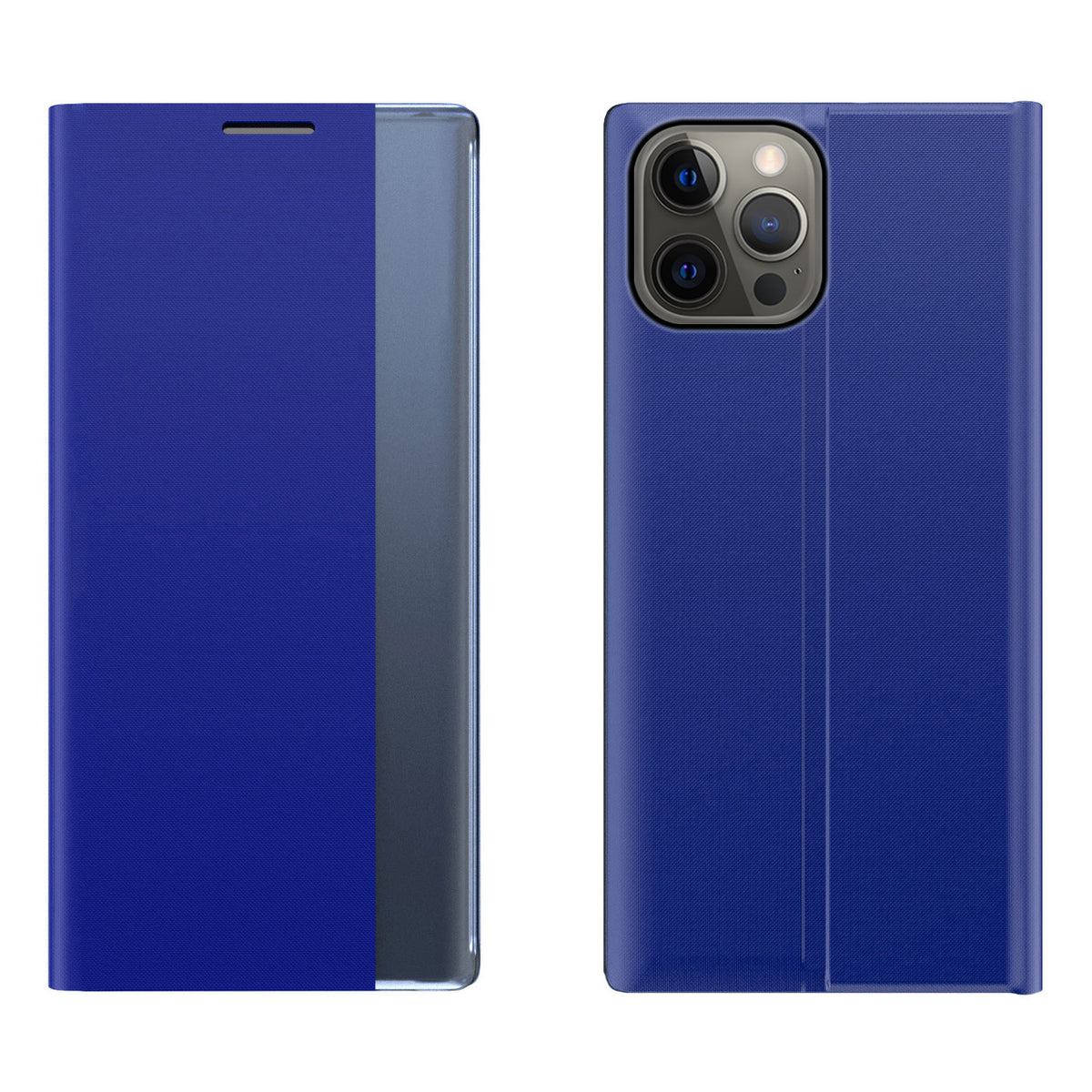 Atverčiamas dėklas su langu iPhone 13 Pro Max – mėlynas