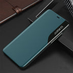 Eco Leather View dėklas iPhone 13 Pro Max – žalias
