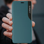 Eco Leather View Case dėklas iPhone 13 Pro – oranžinis