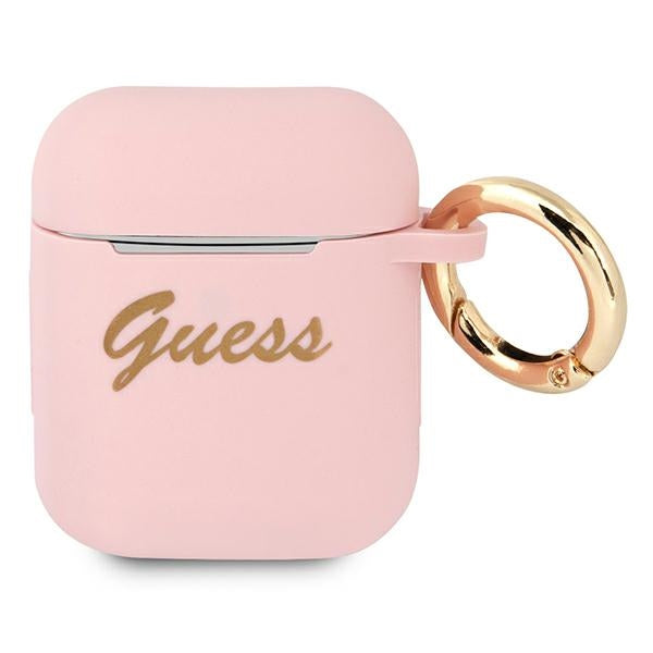 Guess silikoninis dėklas AirPods 1/2 – rožinis -- AirPods 1