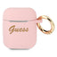 Guess silikoninis dėklas AirPods 1/2 – rožinis -- AirPods 1