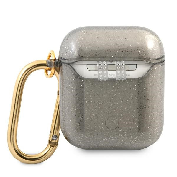 Guess AirPods 1/2 dėklas – juodas, Glitter