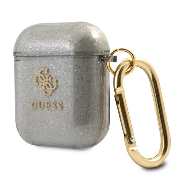 Guess AirPods 1/2 dėklas – juodas, Glitter