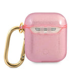 Guess dėklas AirPods 1/2 – rožinis, Glitter